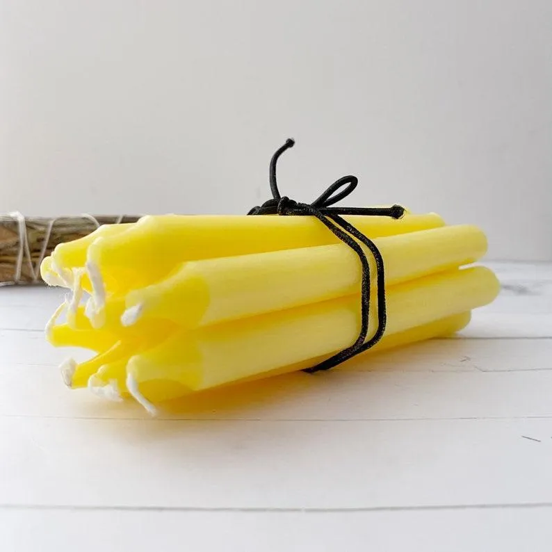 Pack of 10 Yellow 6 Inch scented Dinner Stick Candles for Home, Parties, and Events