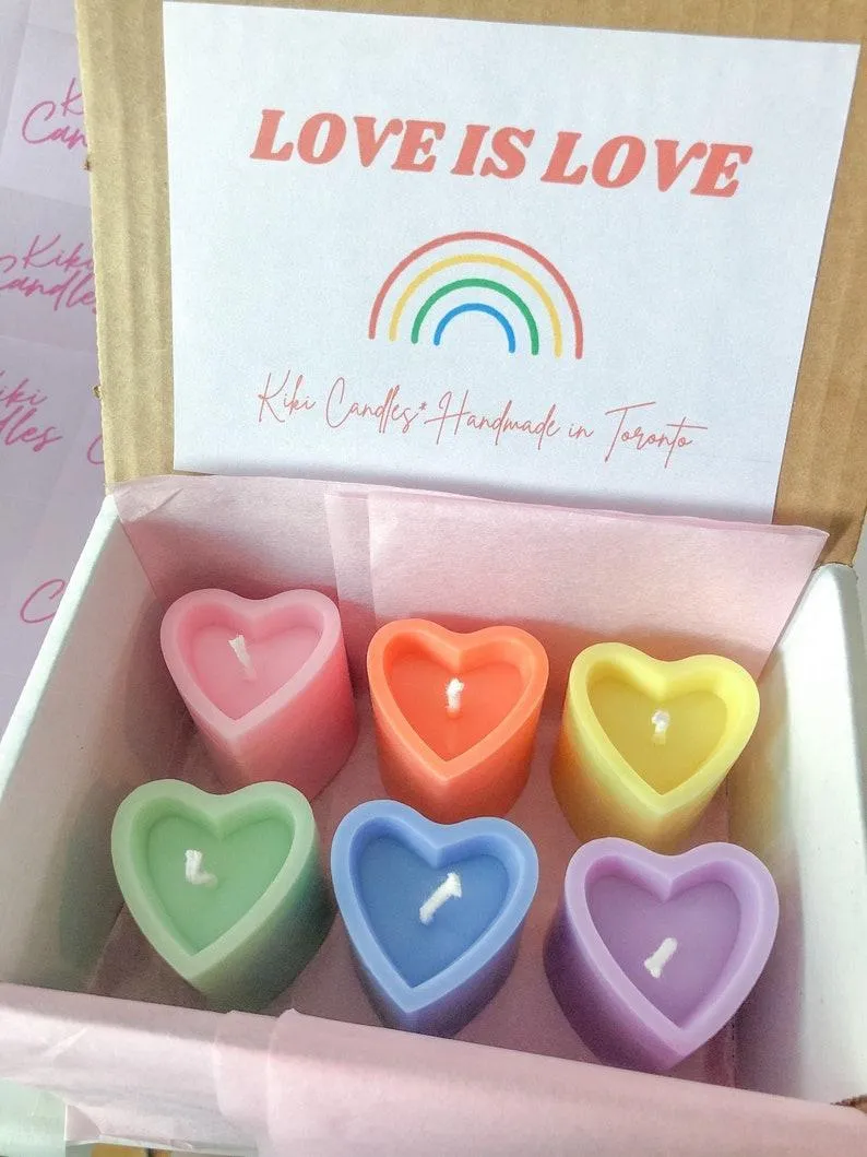 THE LOVE BOX | 6 Candle Pack | Heart Shaped Pillar Box| Celebrate love| Valentine's Day Gifts | Rainbow| Colourful Candles| Trendy Candles| Home decor