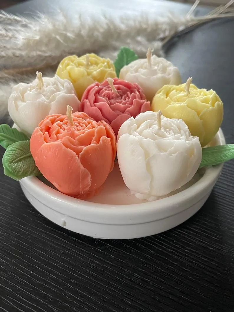 Mother’s day candle Gift set - Peony candle bouquet - unique Mother’s Day candle bouquet