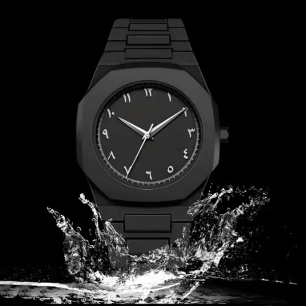 Aura Exclusive Matte Black Luxury Watch |  Eastern Arabic Numerals 