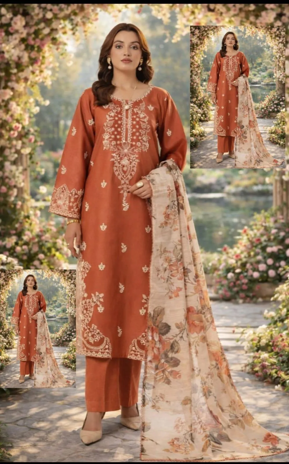 3 Pcs Women's Unstitched Embroidered Suit