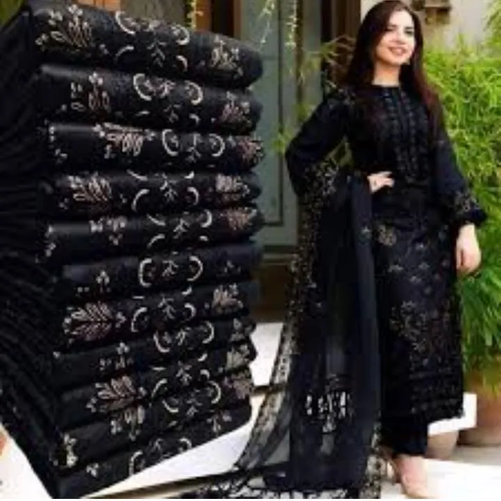 3 Pcs Women's Unstitched Embroidered Suit