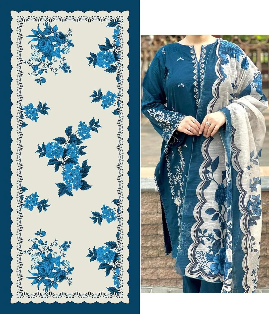 3 Pcs Women's Unstitched Embroidered Suit