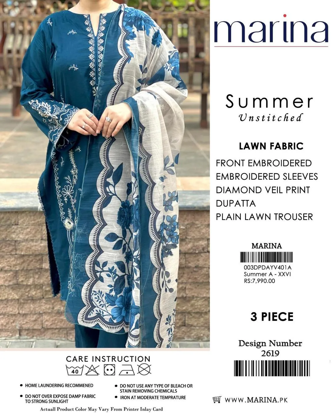 3 Pcs Women's Unstitched Embroidered Suit