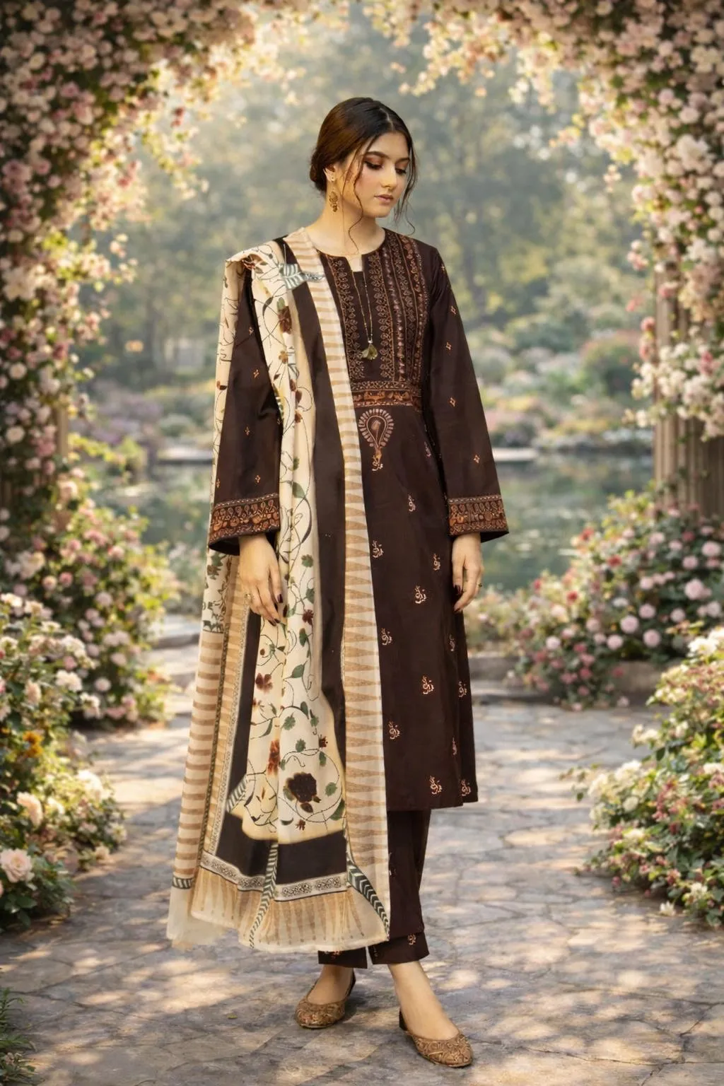 3 Pcs Women's Unstitched Embroidered Suit