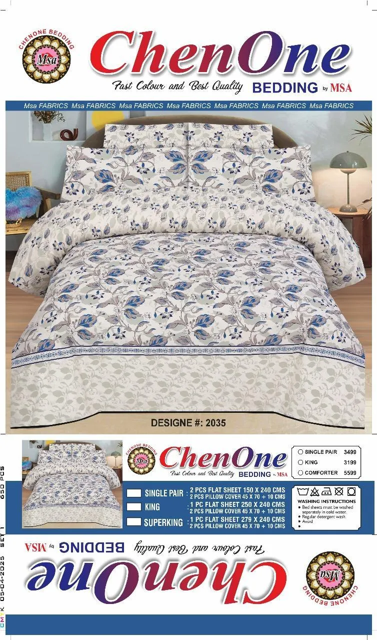 3 Pcs Cotton Printed Double Bedsheet