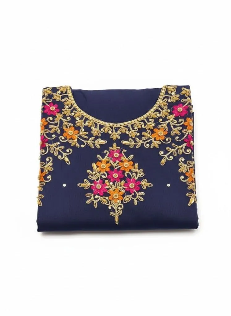 3 Piece Unstitched Dress for Women's | Party Wear | Organza Embroidered Suit | Handmade Aari & Zari Work | Kataan Silk Trouser