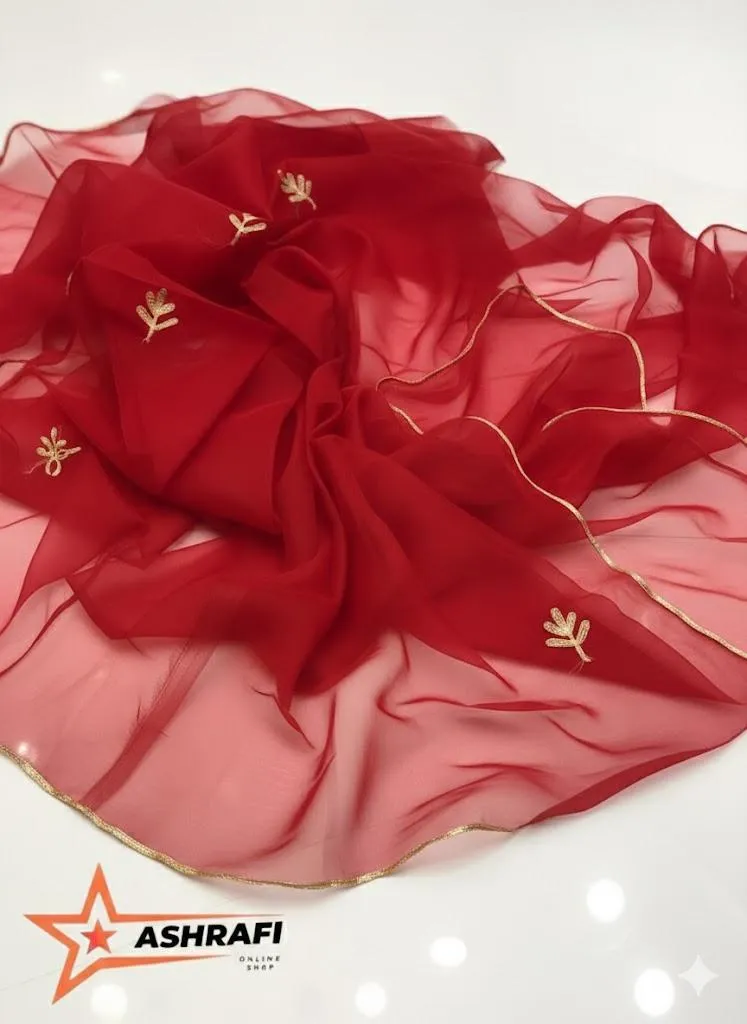 3 Piece Unstitched Dress for Women's | Party Wear | Organza Embroidered Suit | Handmade Aari & Zari Work | Kataan Silk Trouser