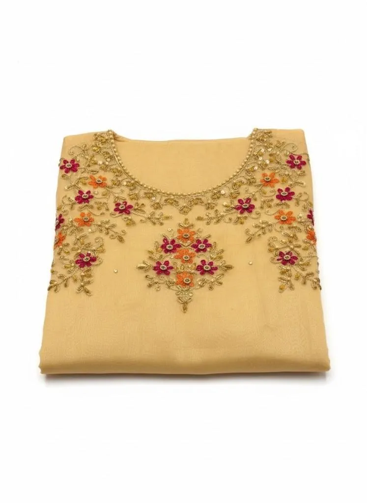 3 Piece Unstitched Dress for Women's | Party Wear | Organza Embroidered Suit | Handmade Aari & Zari Work | Kataan Silk Trouser | Customized