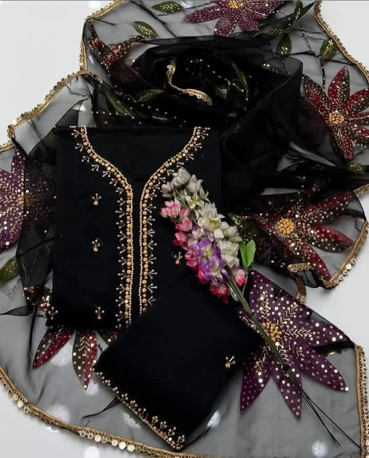 2 Pcs Women's Unstitched Hand Work Suit