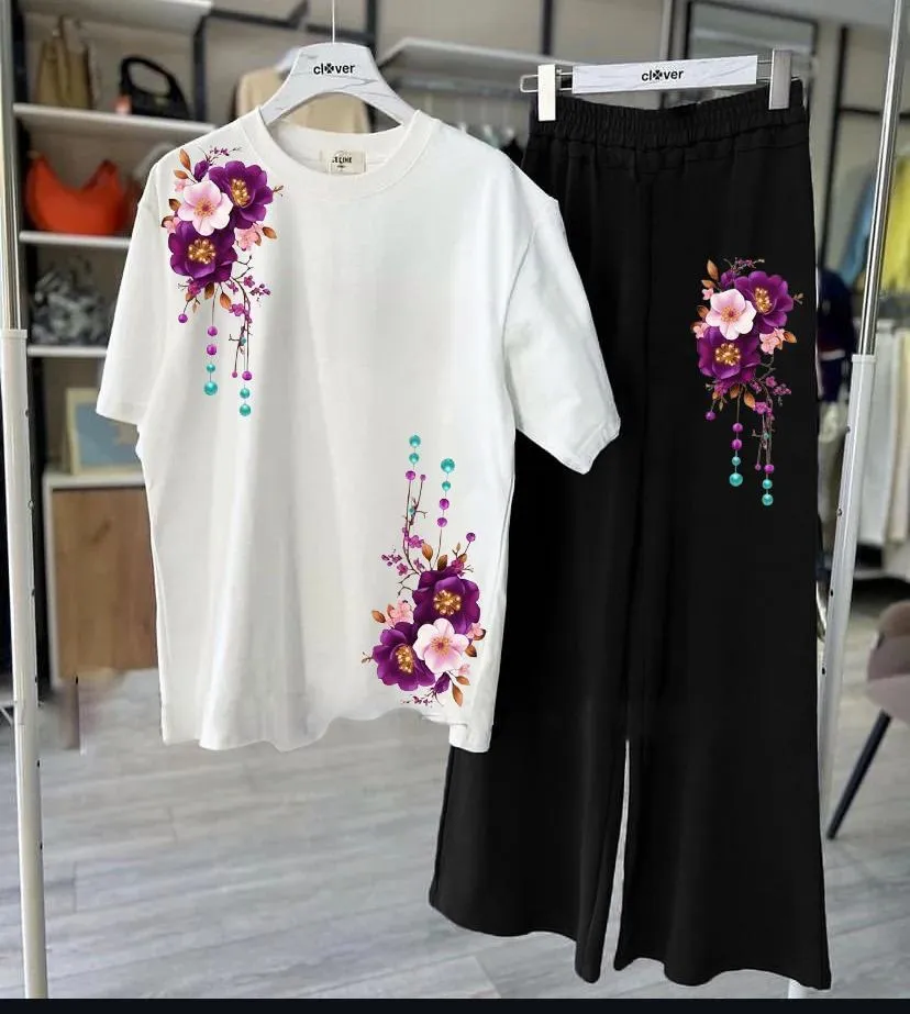 2 Pcs Women's Stitched Jersey Printed Night Suit