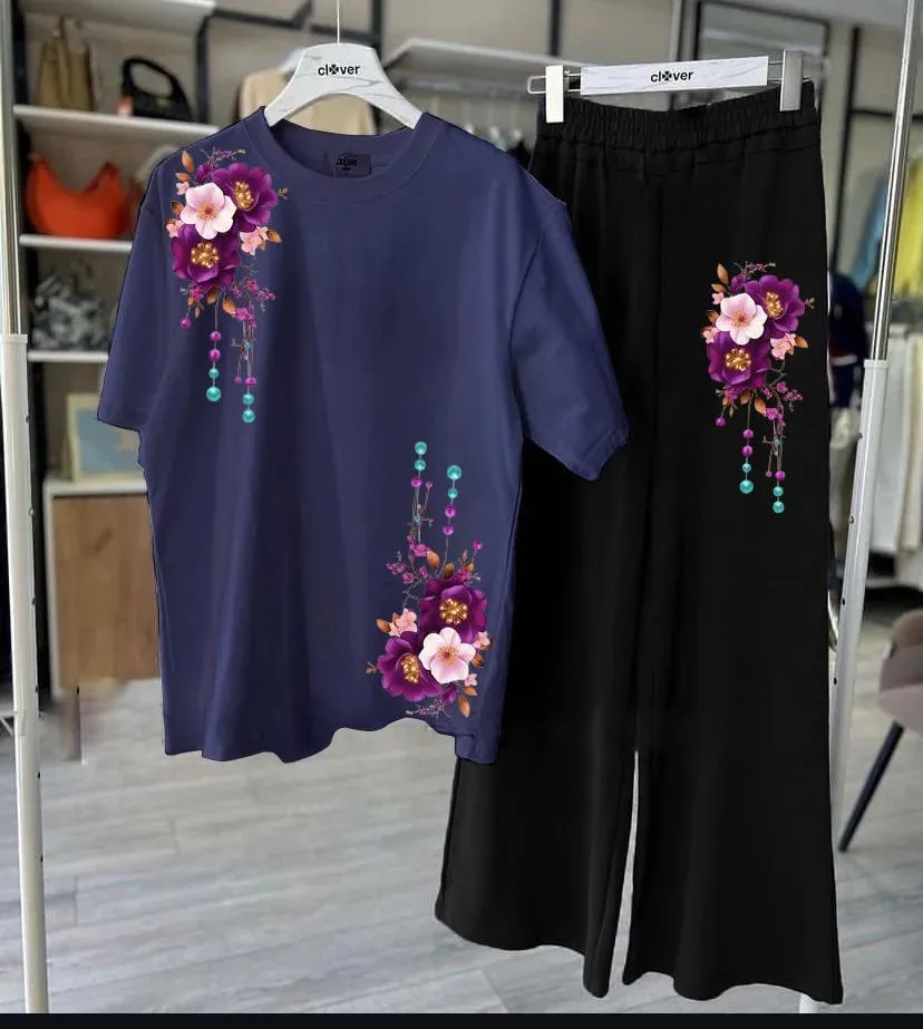 2 Pcs Women's Stitched Jersey Printed Night Suit