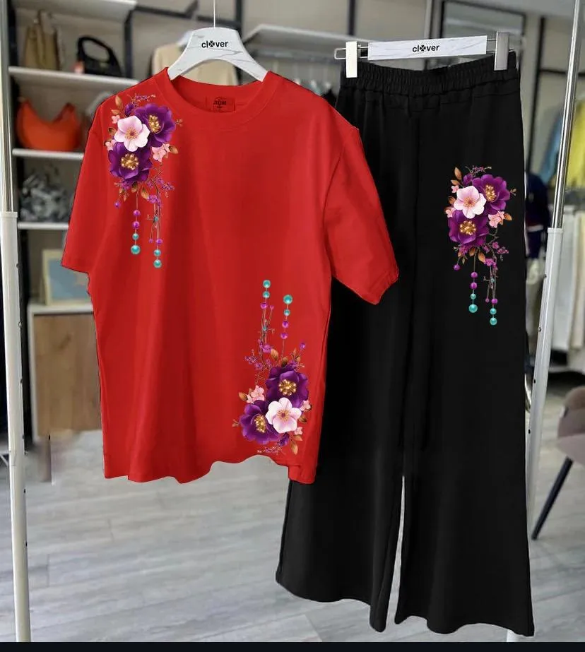 2 Pcs Women's Stitched Jersey Printed Night Suit