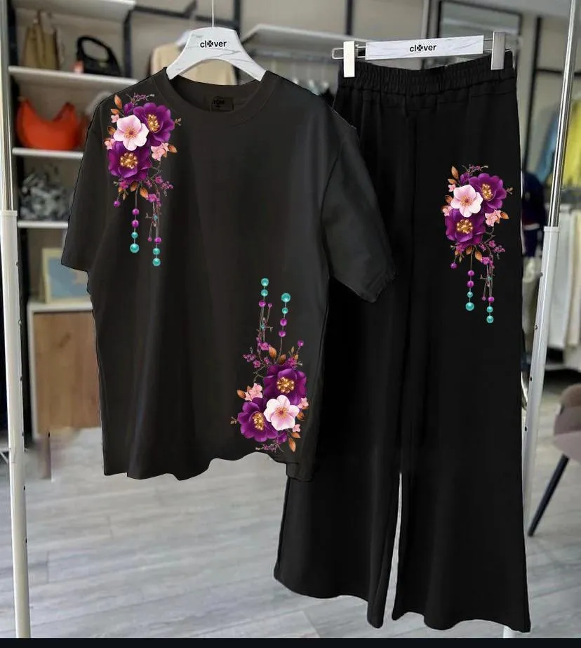 2 Pcs Women's Stitched Jersey Printed Night Suit