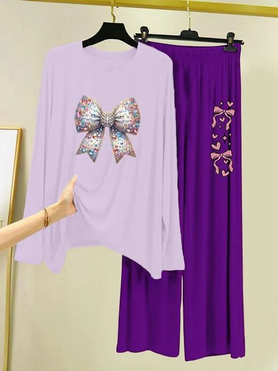 2 Pcs Women's Stitched Cotton Jersey Printed Night Suit