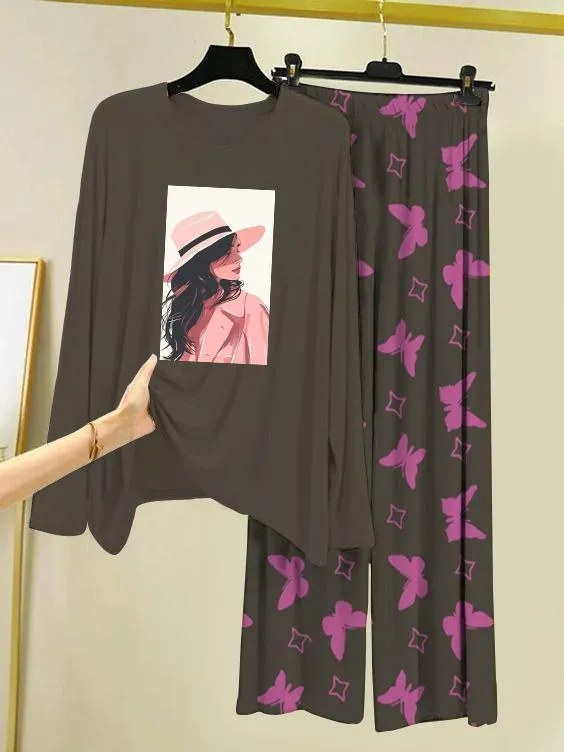 2 Pcs Women's Stitched Cotton Jersey Printed Night Suit