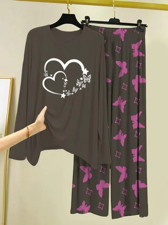 2 Pcs Women's Stitched Cotton Jersey Printed Night Suit