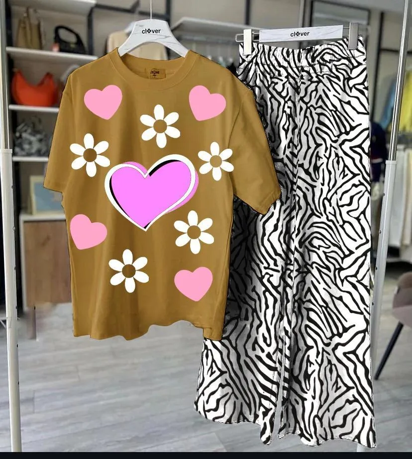 2 Pcs Women's Stitched Jersey Printed Night Suit