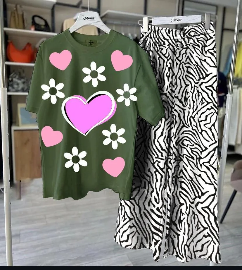 2 Pcs Women's Stitched Jersey Printed Night Suit