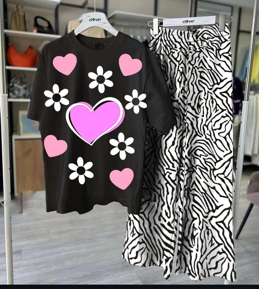 2 Pcs Women's Stitched Jersey Printed Night Suit