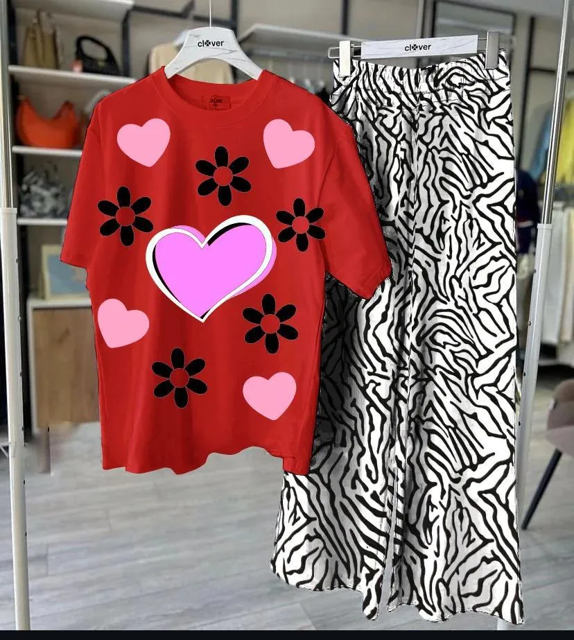 2 Pcs Women's Stitched Jersey Printed Night Suit