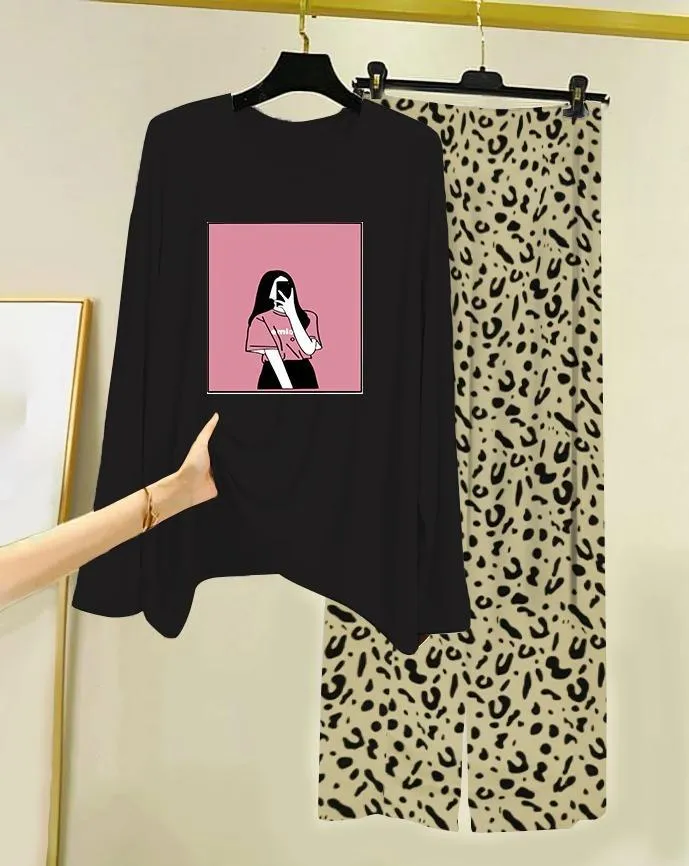 2 Pcs Women's Stitched Cotton Jersey Printed Night Suit