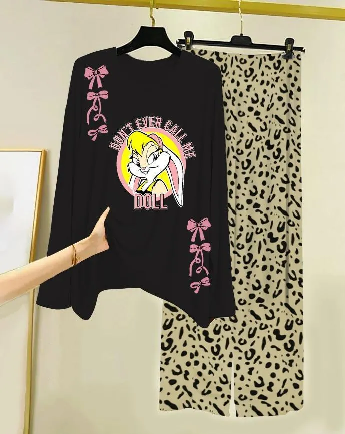 2 Pcs Women's Stitched Cotton Jersey Printed Night Suit