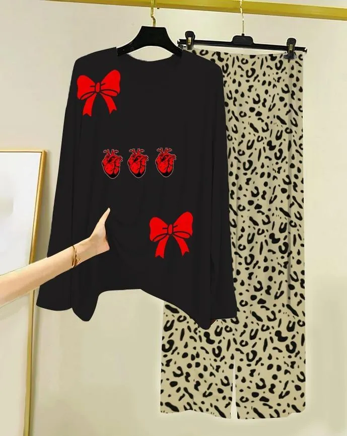 2 Pcs Women's Stitched Cotton Jersey Printed Night Suit