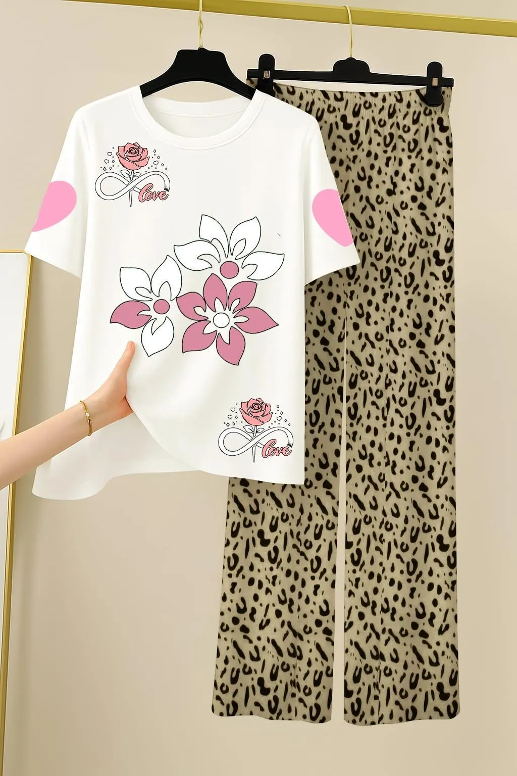 2 Pcs Women's Stitched Jersey Printed Night Suit