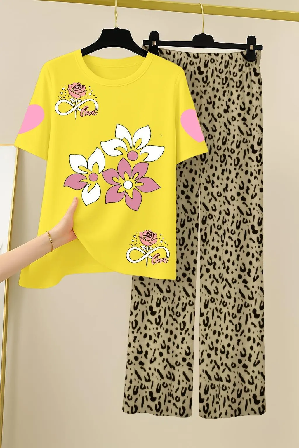 2 Pcs Women's Stitched Jersey Printed Night Suit