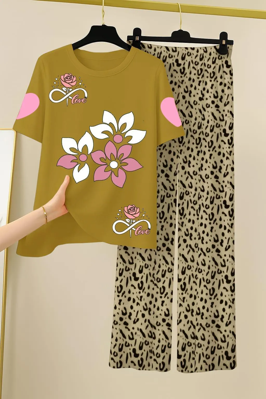 2 Pcs Women's Stitched Jersey Printed Night Suit