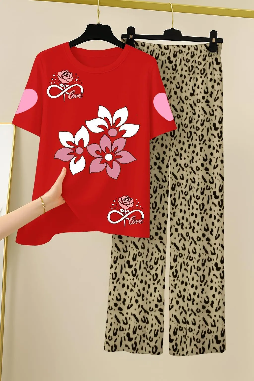 2 Pcs Women's Stitched Jersey Printed Night Suit