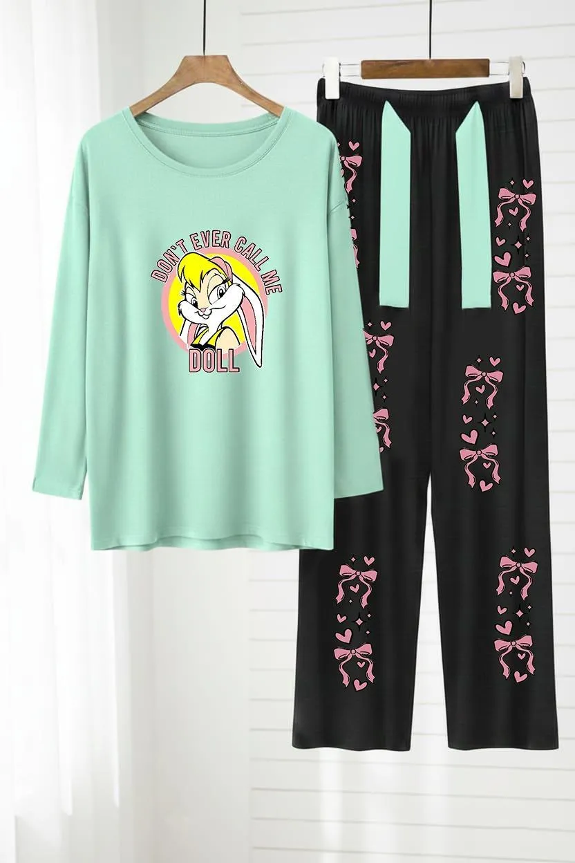 2 Pcs Women's Stitched Jersey Printed Night Suit