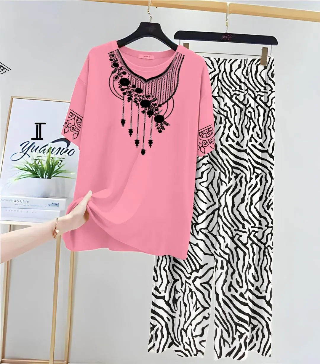 2 Pcs Women's Stitched Jersey Printed Night Suit