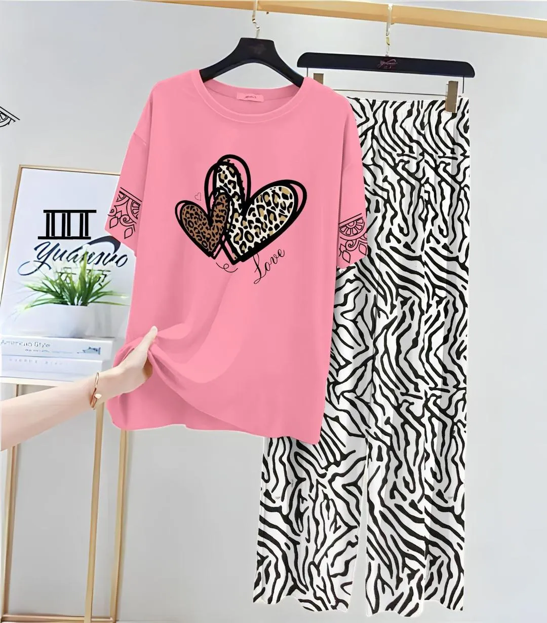 2 Pcs Women's Stitched Jersey Printed Night Suit