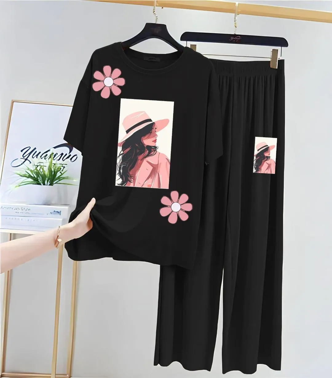 2 Pcs Women's Stitched Jersey Printed Night Suit