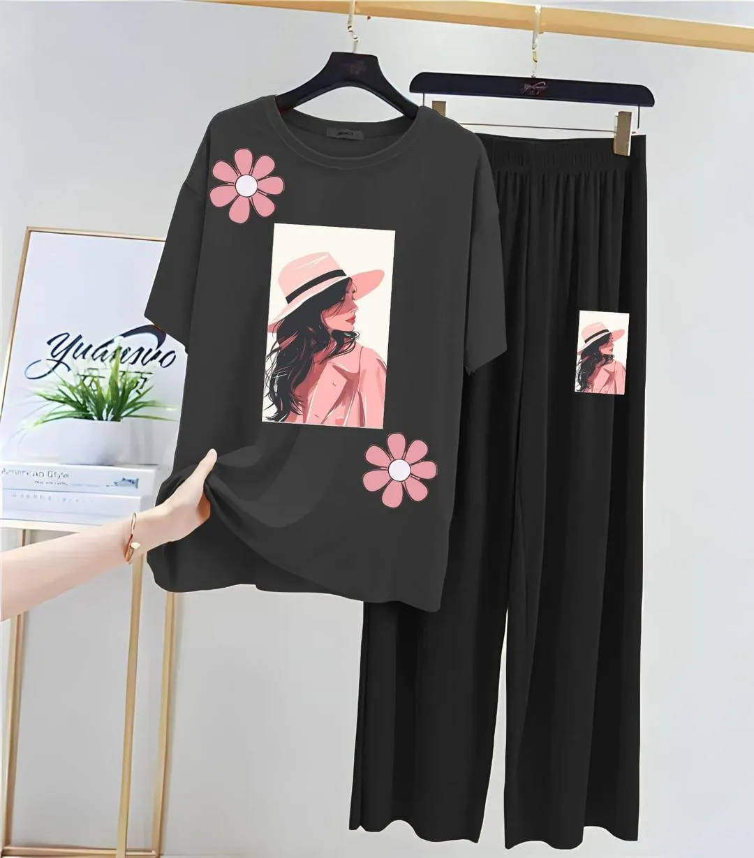 2 Pcs Women's Stitched Jersey Printed Night Suit