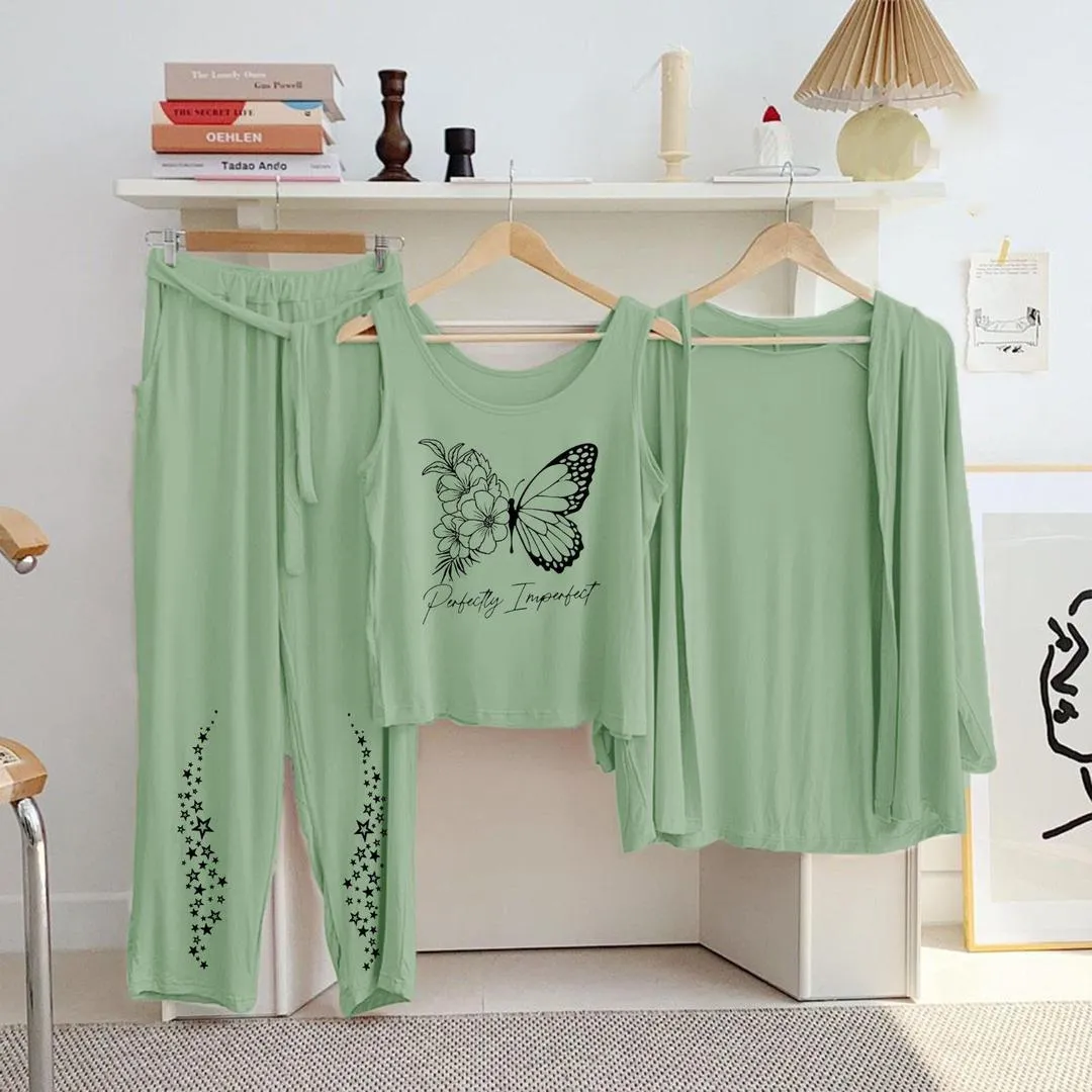 3 Pcs Women's Stitched Jersey Printed Night Suit