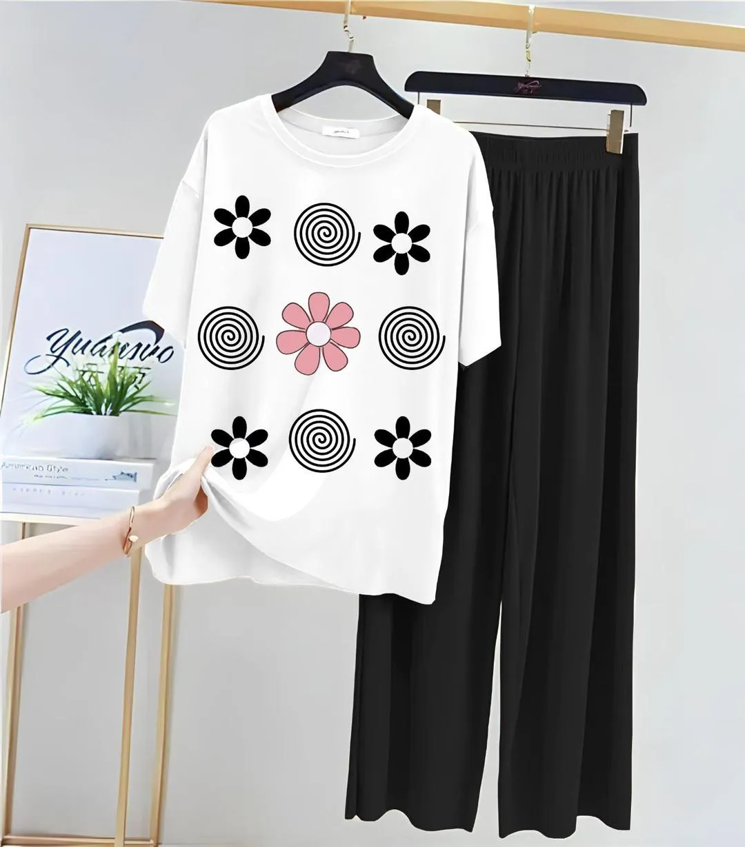 2 Pcs Women's Stitched Jersey Printed Night Suit