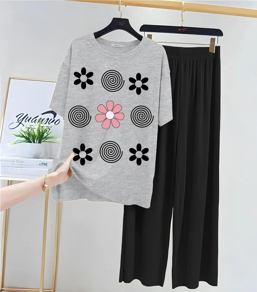 2 Pcs Women's Stitched Jersey Printed Night Suit