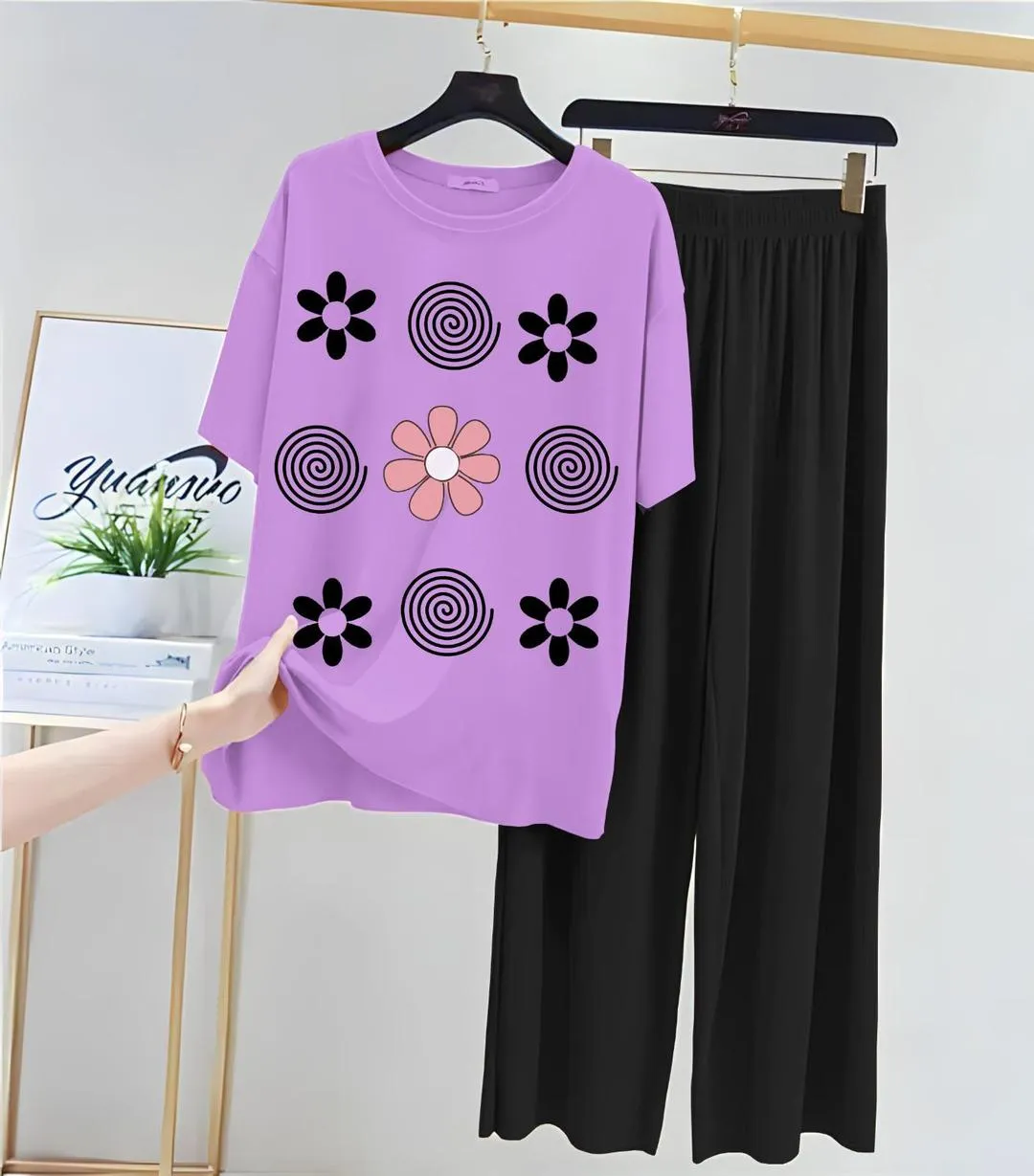 2 Pcs Women's Stitched Jersey Printed Night Suit