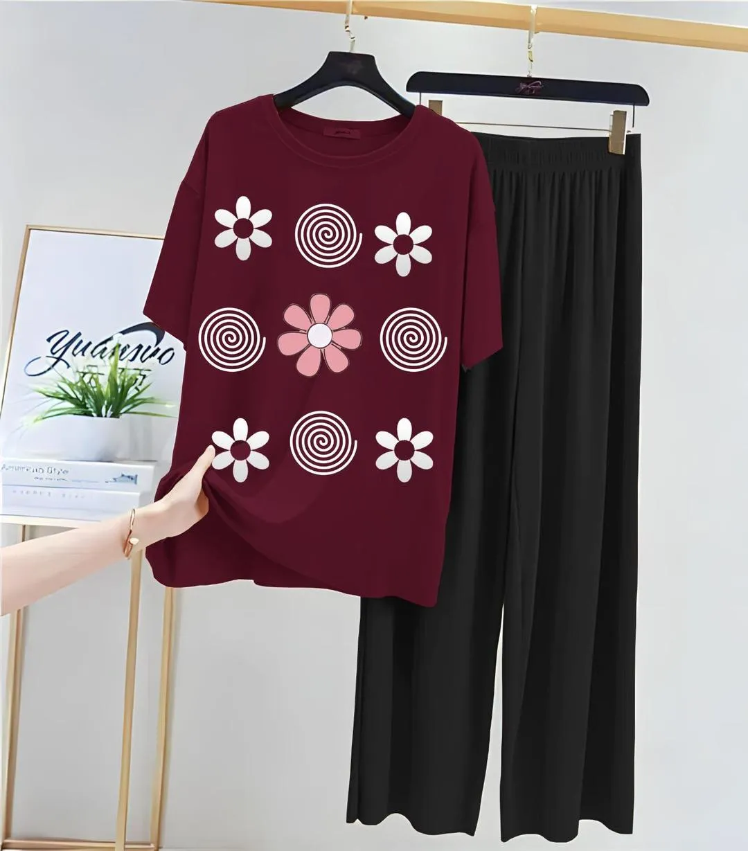 2 Pcs Women's Stitched Jersey Printed Night Suit