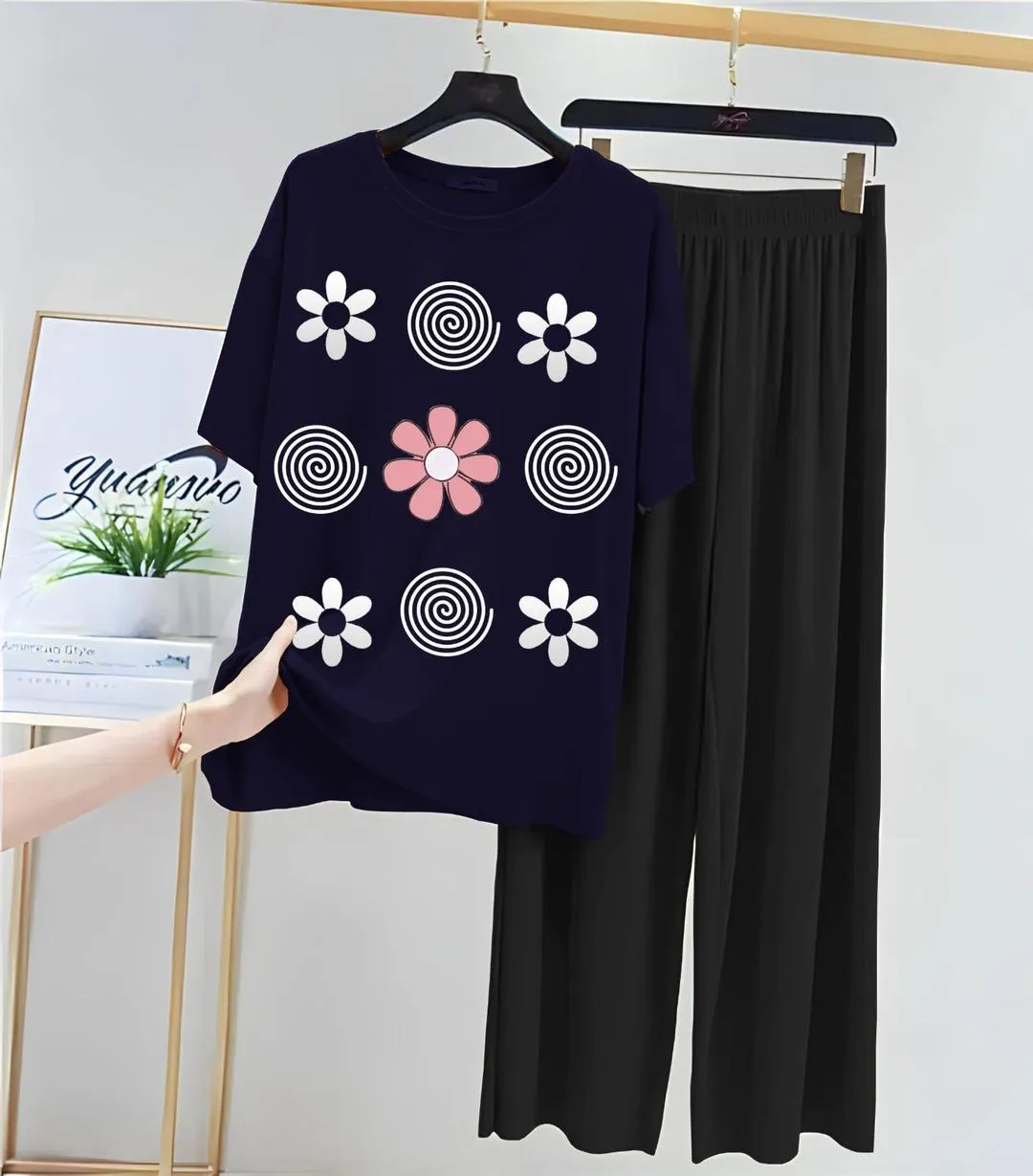 2 Pcs Women's Stitched Jersey Printed Night Suit