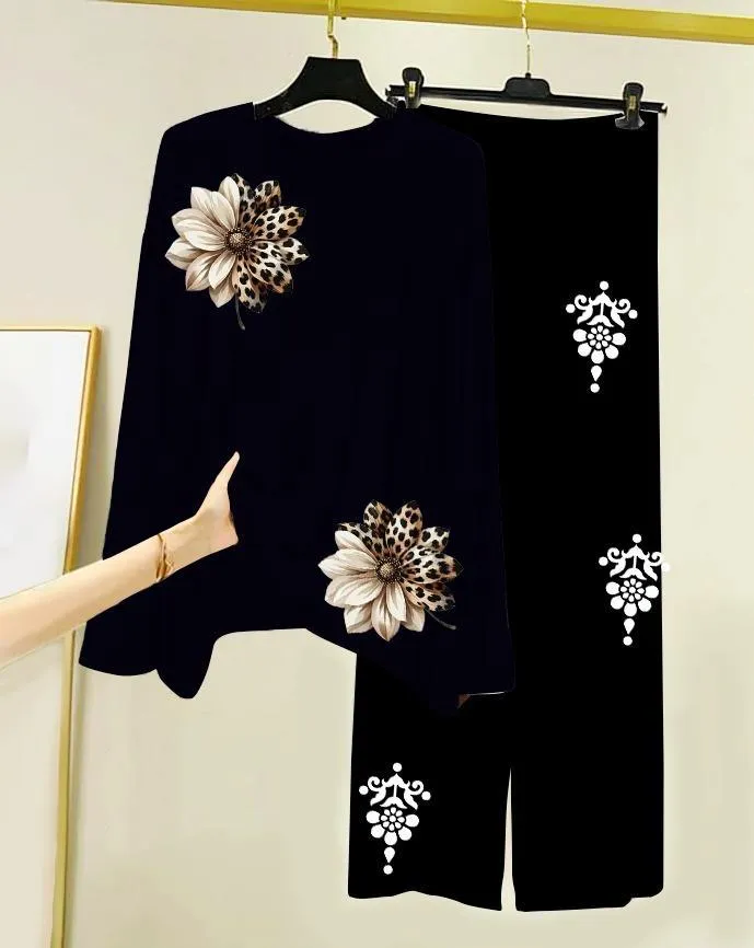 2 Pcs Women's Stitched Jersey Printed Night Suit