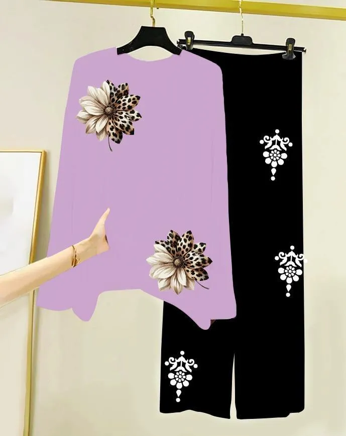 2 Pcs Women's Stitched Jersey Printed Night Suit