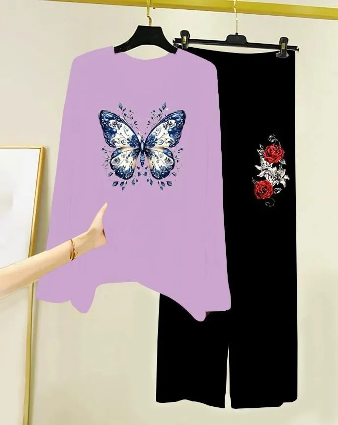 2 Pcs Women's Stitched Jersey Printed Night Suit