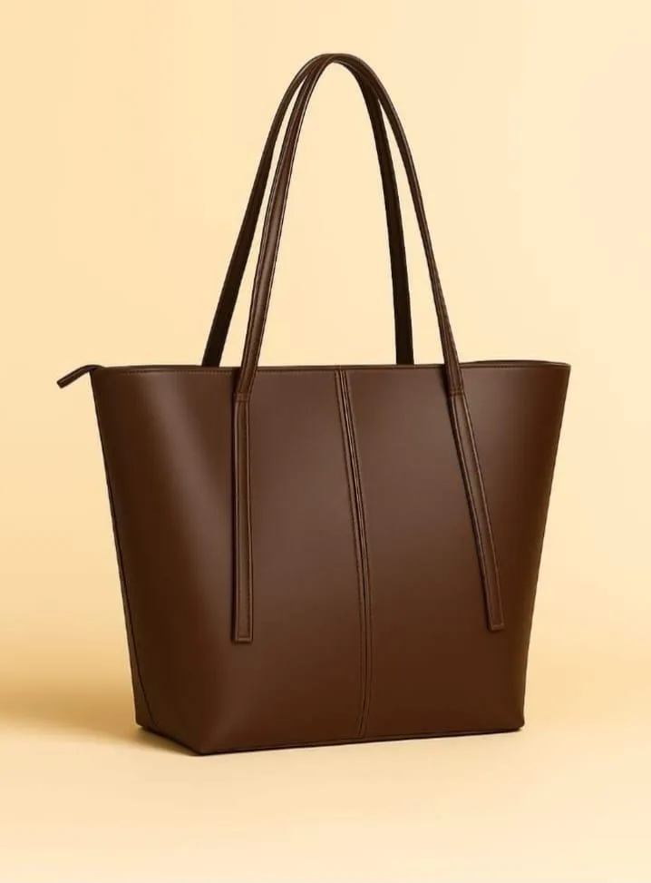 Women's Faux Leather Plain Tote Bag