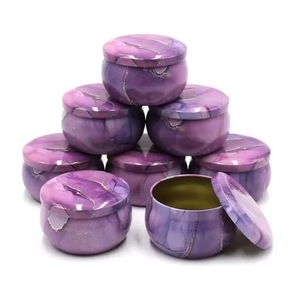 Pack of 3 Empty Tin Box|Empty Tin Jars|Tin Box Collection Marble Printed Jars DIY Candle Making|Jars for Candles 3 Pieces| Empty containers| empty jars| Candle Jars| Candle Jars empty with Lid| Empty Tin| Candle Jars empty tin