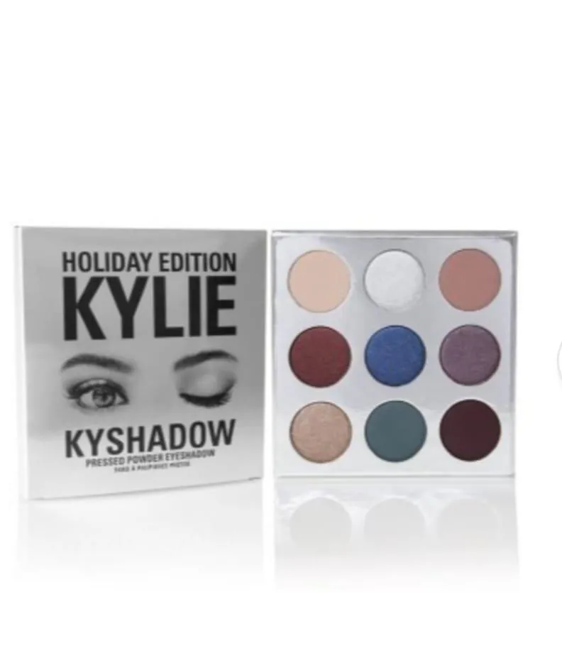 Kylie Jenner Eyeshadow Palette 9 in 1 Metallic Colour Kit Kylie Holiday Glam Edition Long Lasting Shimmer and Matte Shades Professional Eye Makeup Kit Long-Lasting Non Flying Powder