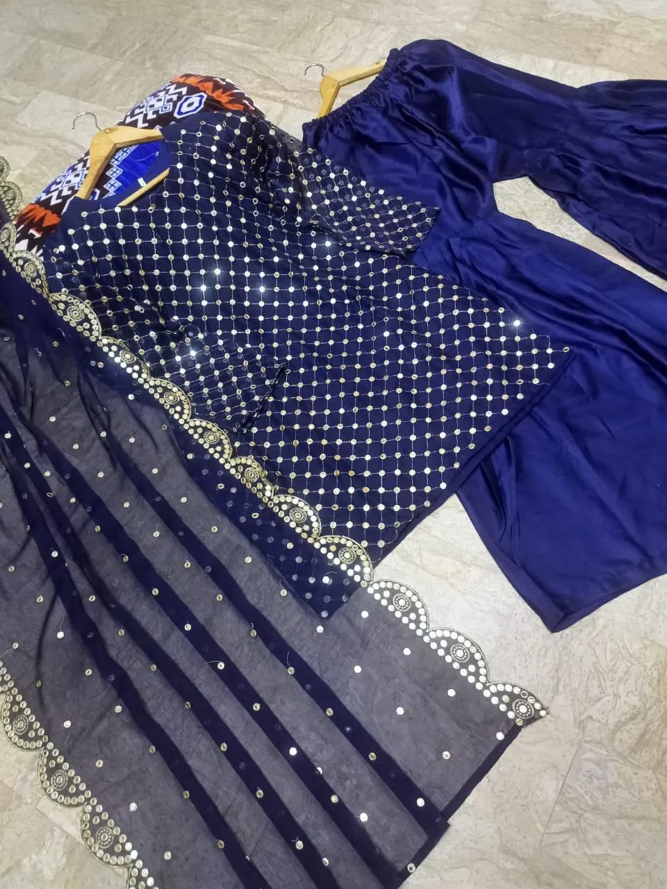 3 Pcs Women's Stitched Chiffon Embroidered Suit